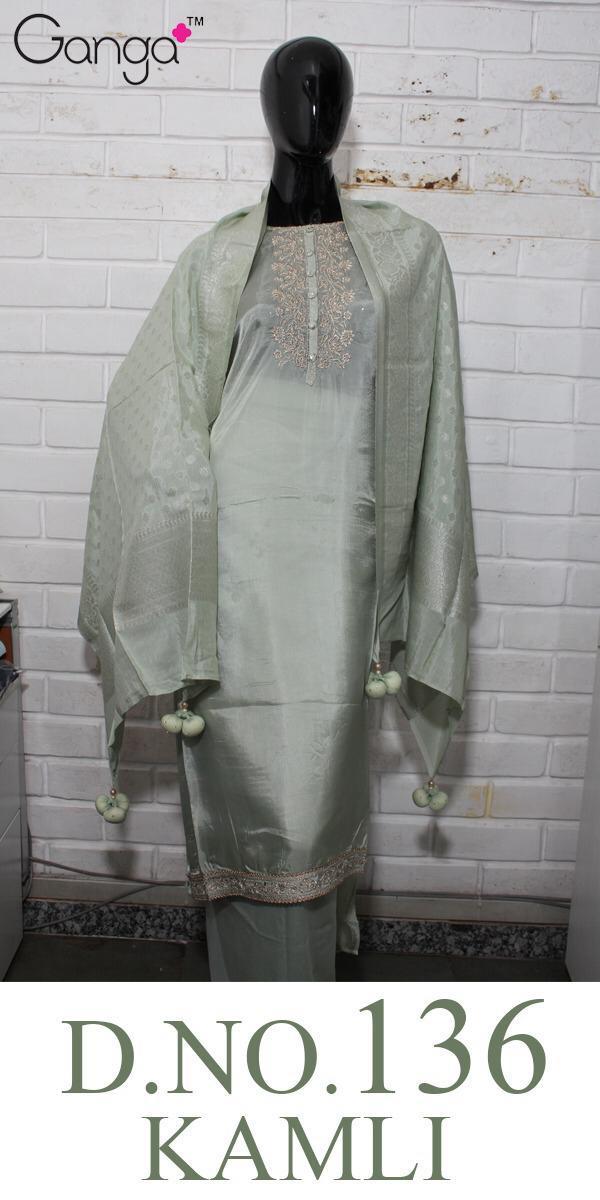 Kamli 136 By Ganga Silk Embroidered Suits Wholesale Supplier Gujarat