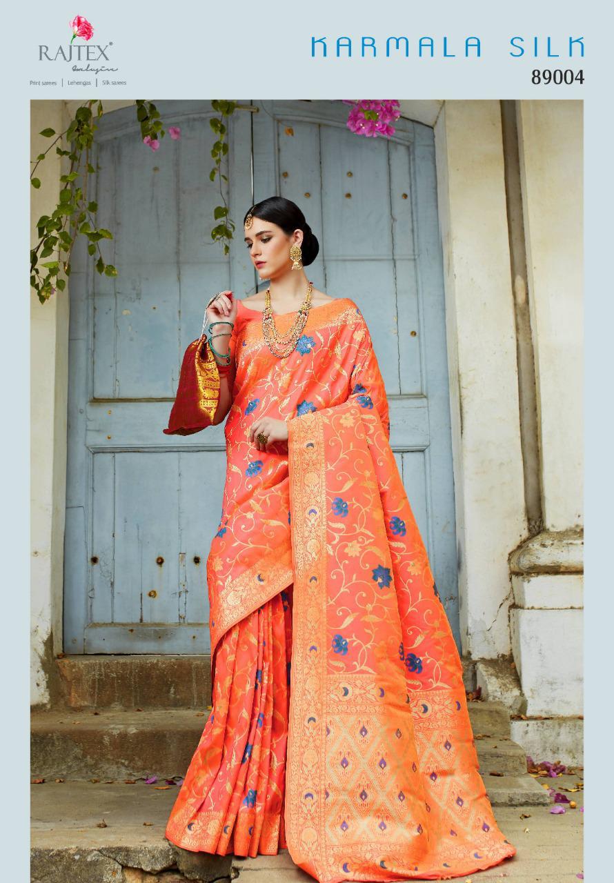 Karmala Silk By Raj Tex Series 89001 To 89010 Silk Sarees Wholesale Supplier Gujarat