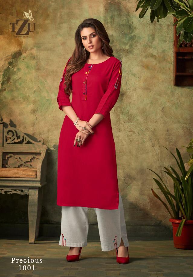 Precious By Tzu Series 1001 To 1004 Kurtis With Plazzo Wholesale Supplier Surat