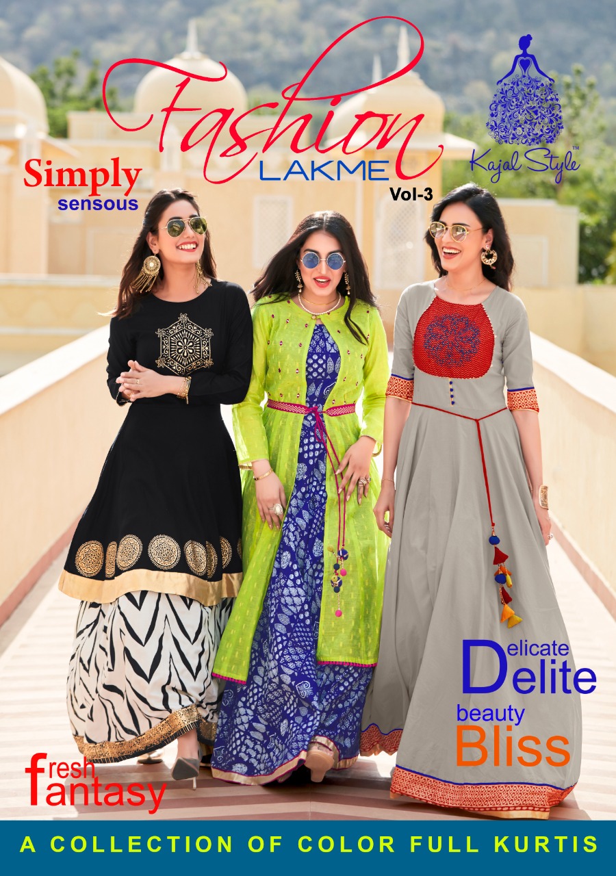 Fashion Lakme Vol 3 By Kajal Style Fancy Designer Party Wear Kurtis Wholesale Supplier Gujarat