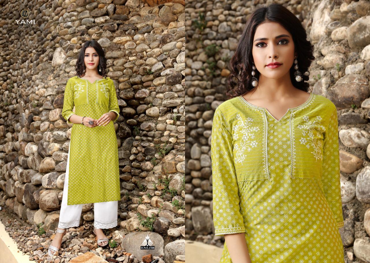 Bunaai By Yami Fashion Slub Kurtis With Plazzo Wholesale Supplier Surat