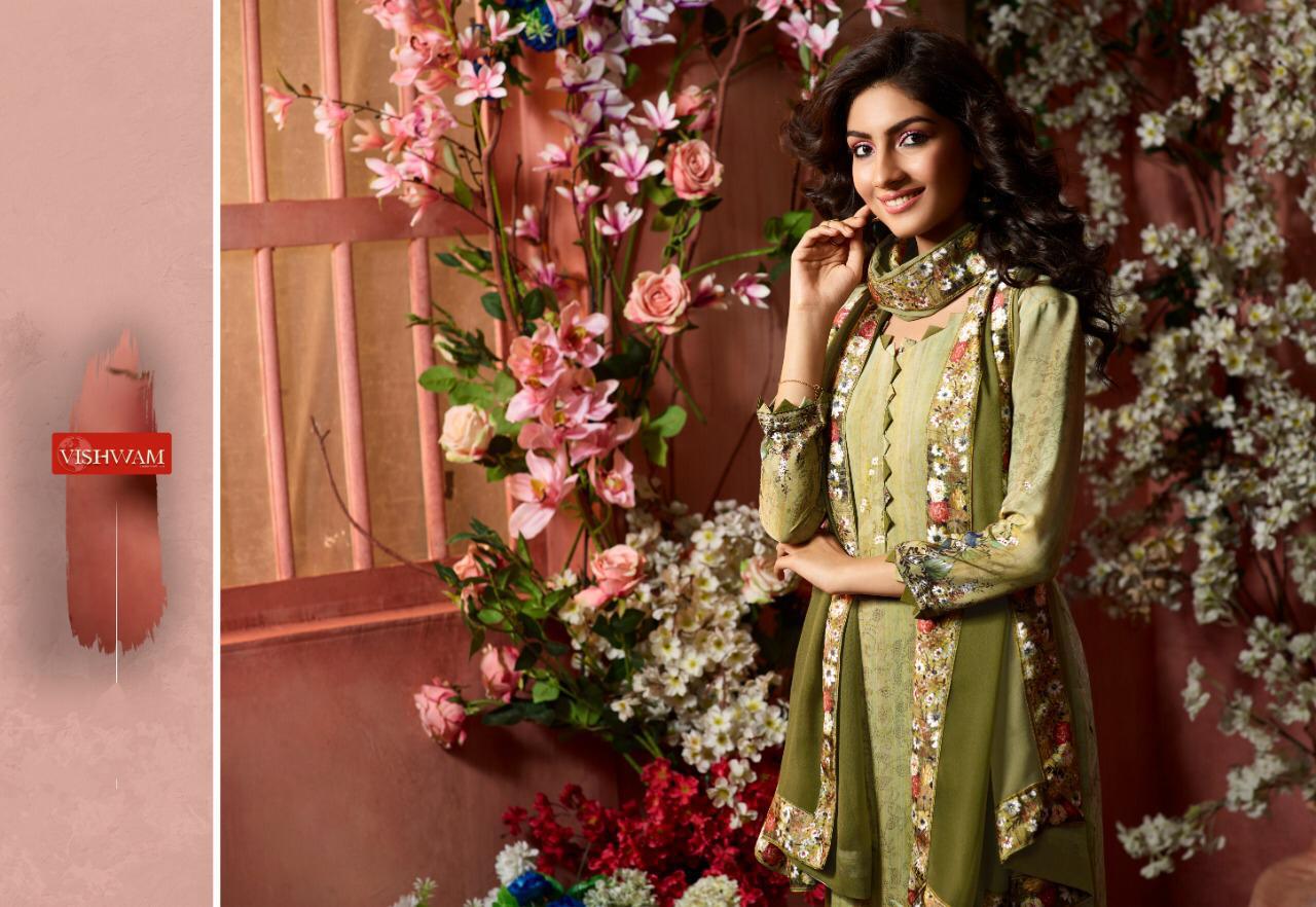 Cafe Latte Vol 5 By Vishwam Fabrics Crepe Designer Party Wear Suits Wholesale Supplier Gujarat