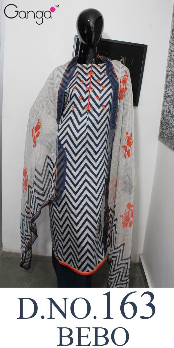 Bebo 163 By Ganga Satin Embroidered Suits Wholesale Supplier Gujarat