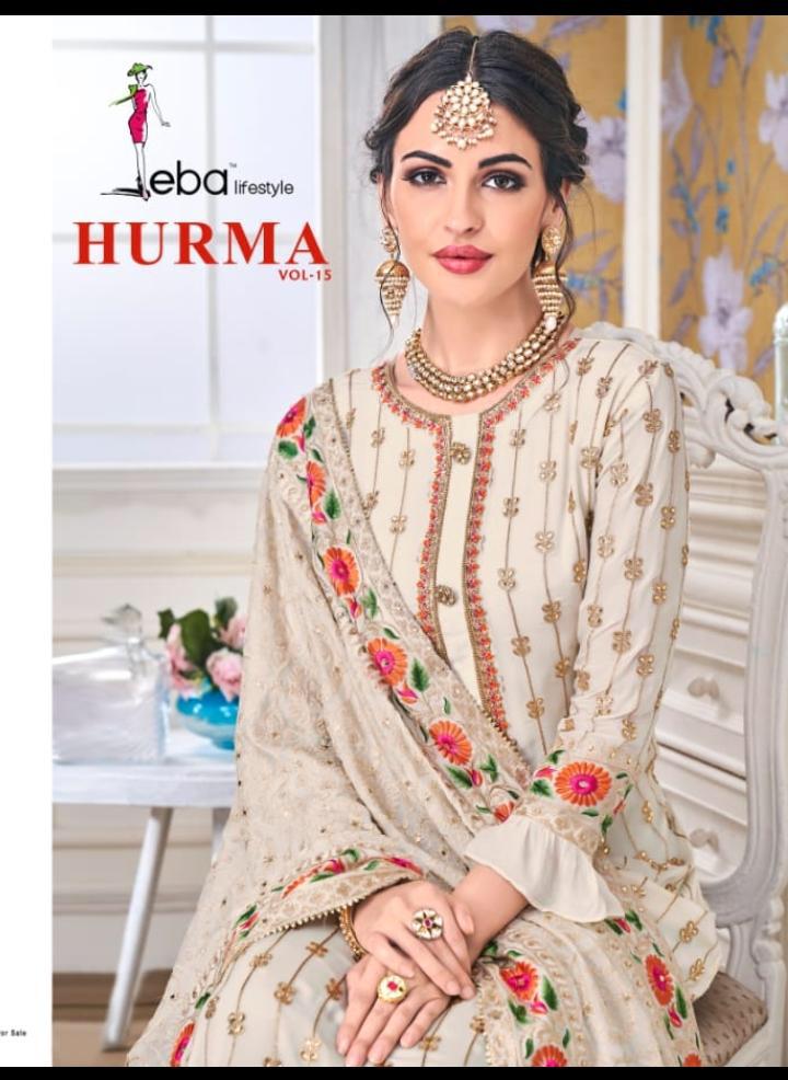 Hurma Vol 15 By Eba Lifestyle Georgette Embroidered Designer Party Wear Suits Wholesale Supplier Guj...