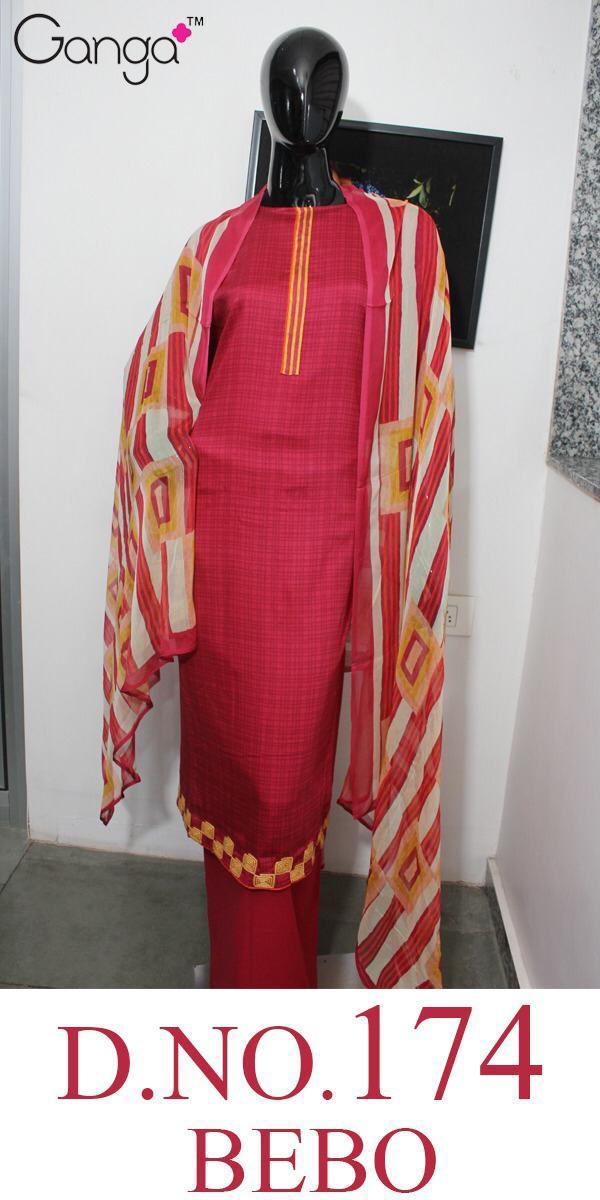 Bebo 174 By Ganga Satin Embroidered Suits Wholesale Supplier Gujarat