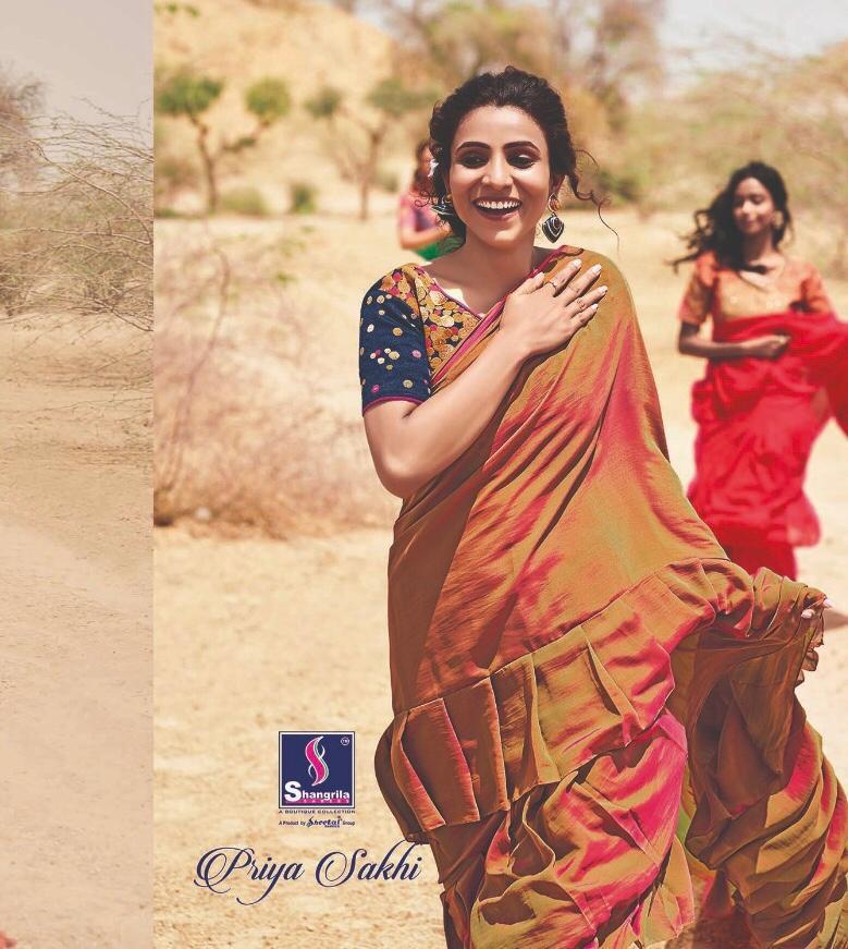 Priya Sakhi By Shangrila Soft Silk Fancy Sarees Wholesale Supplier And Dealer Surat