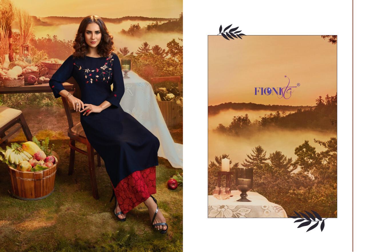 Ena By Fionista Reyon Kurtis With Plazzo Wholesale Supplier Surat