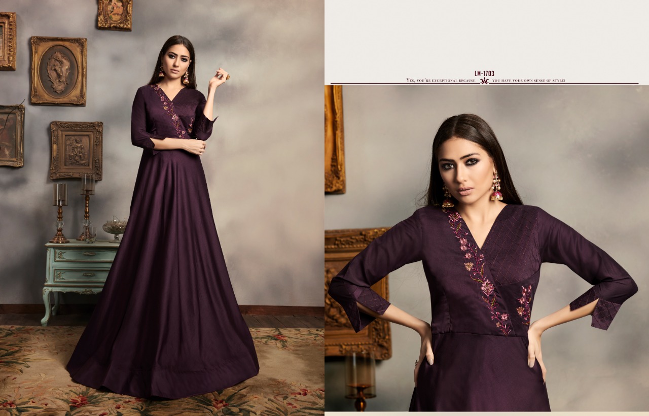 Crown Vol 3 By Lymi Musline Designer Party Wear Gowns Wholesale Supplier Gujarat