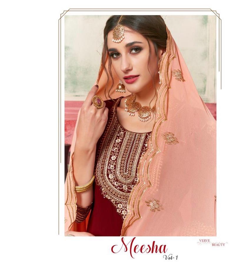 Meesha Vol 1  By Phillouri Series  1001 To 1004 Georgette Embroidered Designer Party Wear Suits Whol...