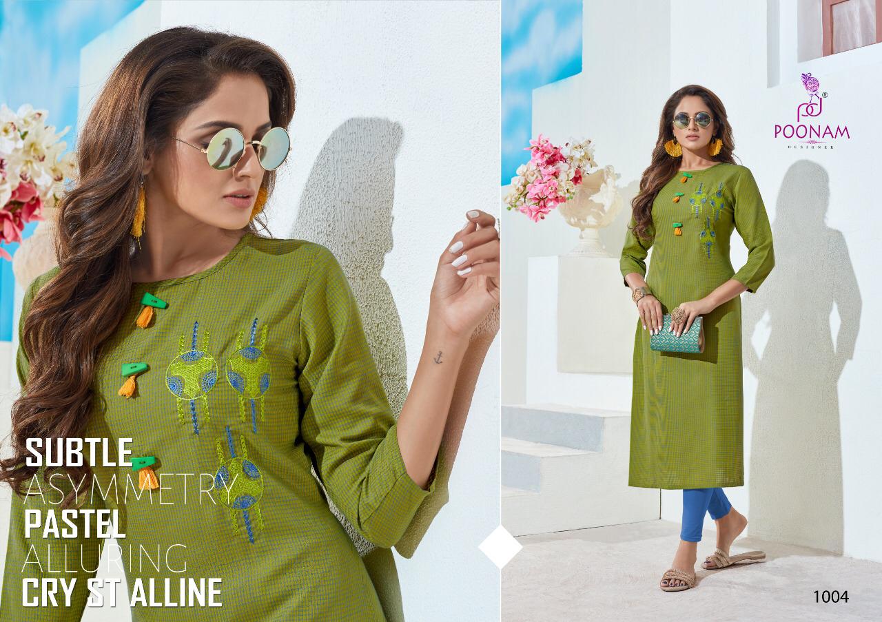 Classic Beauty By Poonam Designer Reyon Embroidered Kurtis Wholesale Supplier Gujarat