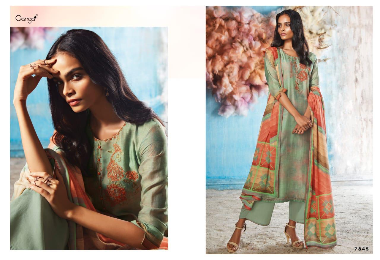 Roisin By Ganga Series 7837 To 7845 Bemberg Silk Embroidered Designer Party Wear Suits Wholesale Sup...