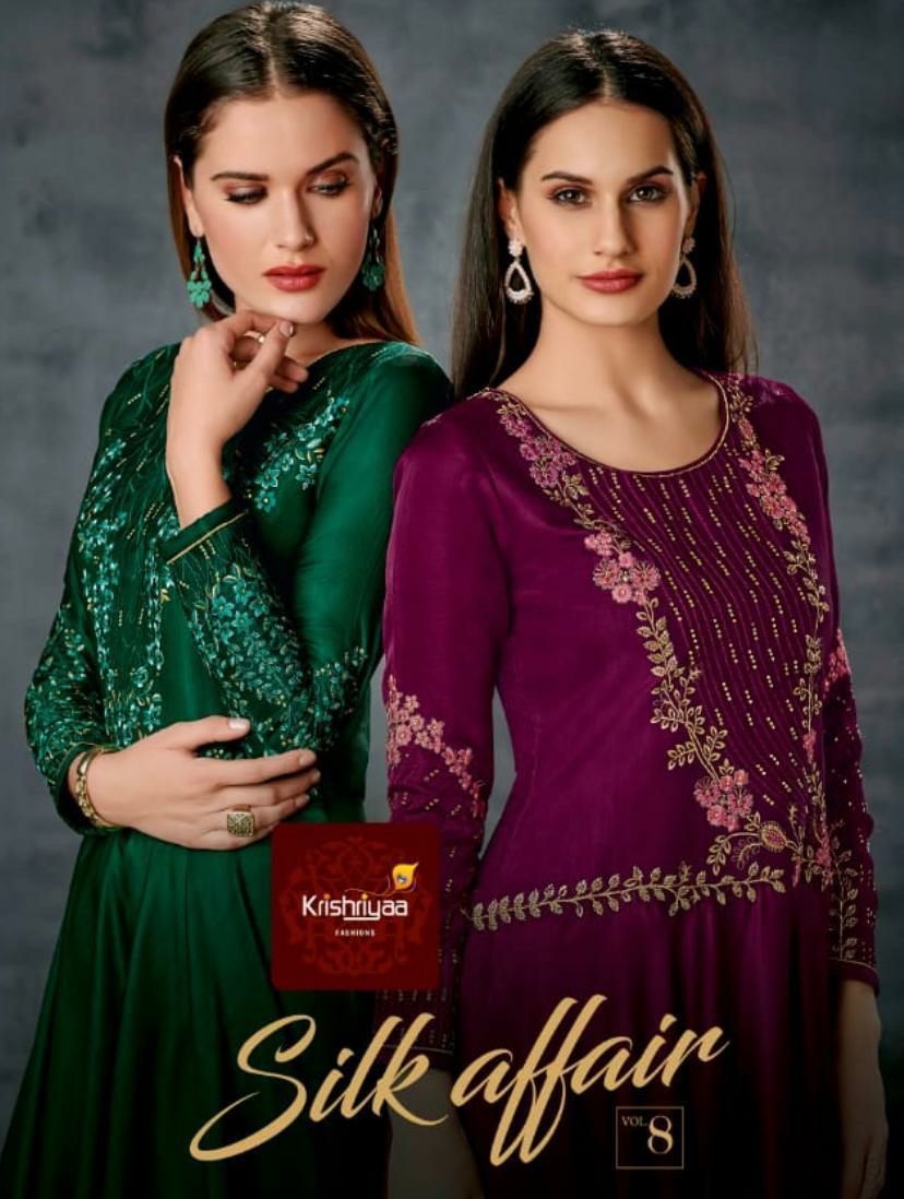 Silk Affair Vol 8 By Krishriyaa Silk Slub Kurtis Wholesale Supplier Gujarat
