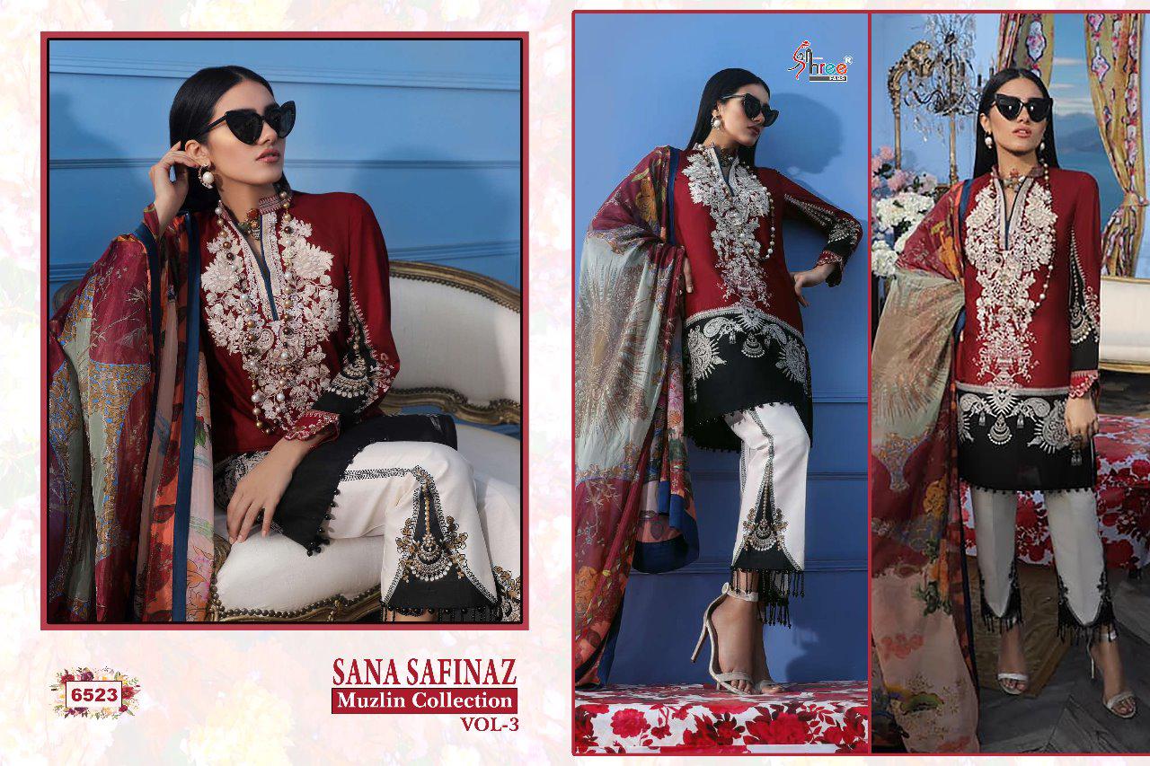 Sana Safinaz Muzline Collection Vol 3 By Shree Fabs Series 6521 To 6526 Pakistani Suits Wholesale Su...