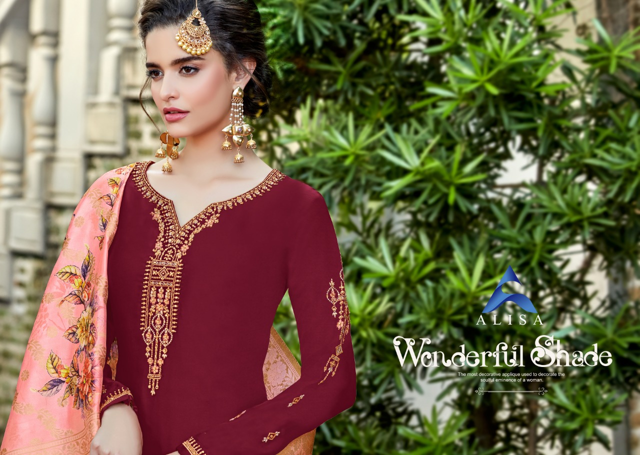 Suhan Digital Jacquard Dupatta By Alisa Designer Party Wear Suits Wholesale Supplier Nd Dealer Gujar...