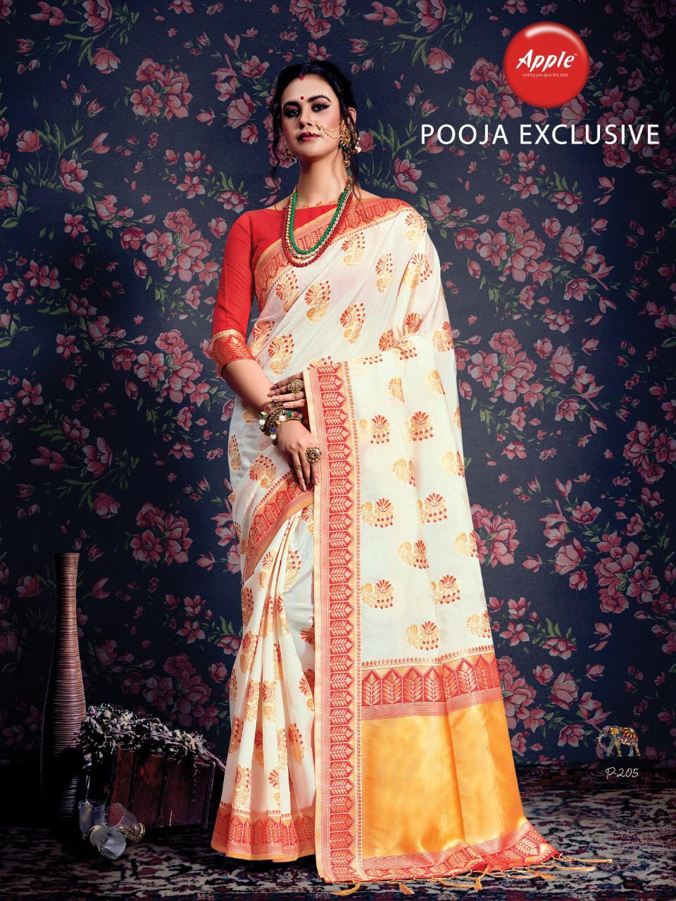 Pooja Exclusive By Apple Silk Occasions Wear Sarees Wholesale Supplier Nd Trader India