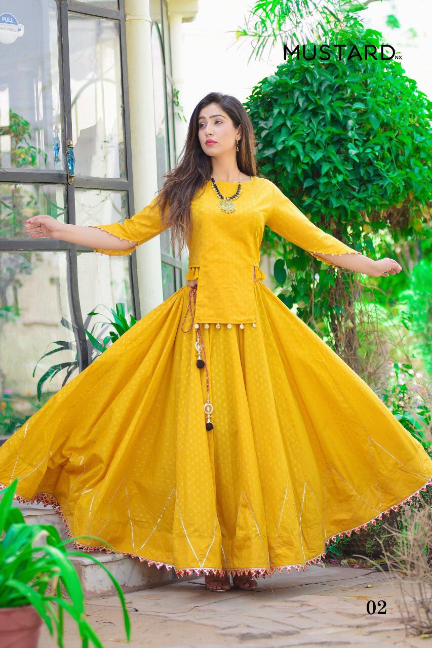 Meenakari By Mustard Nx Cotton Meenakari Butti Fancy Dress Wholesale Supplier Nd Trader Gujarat