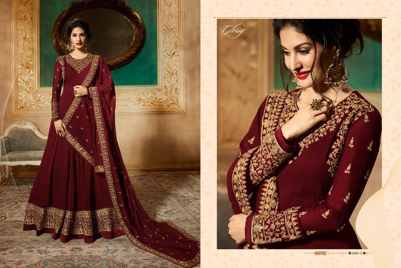 Glossy 9081 Colours Designer Party Wear Suits Wholesale Supplier Gujarat