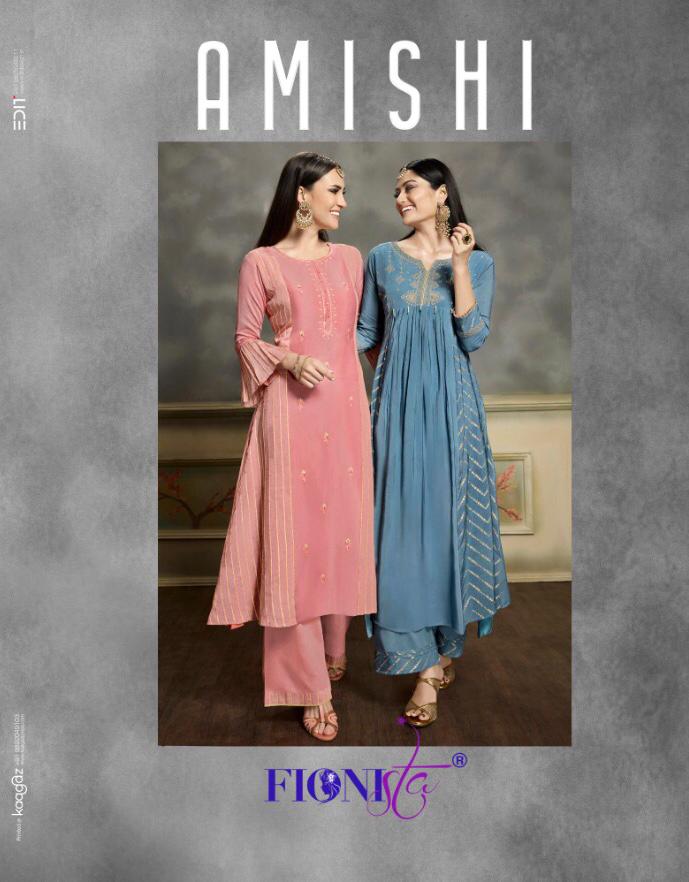 Amishi By Fionista Designer Kurtis With Bottom Wholesale Supplier Surat