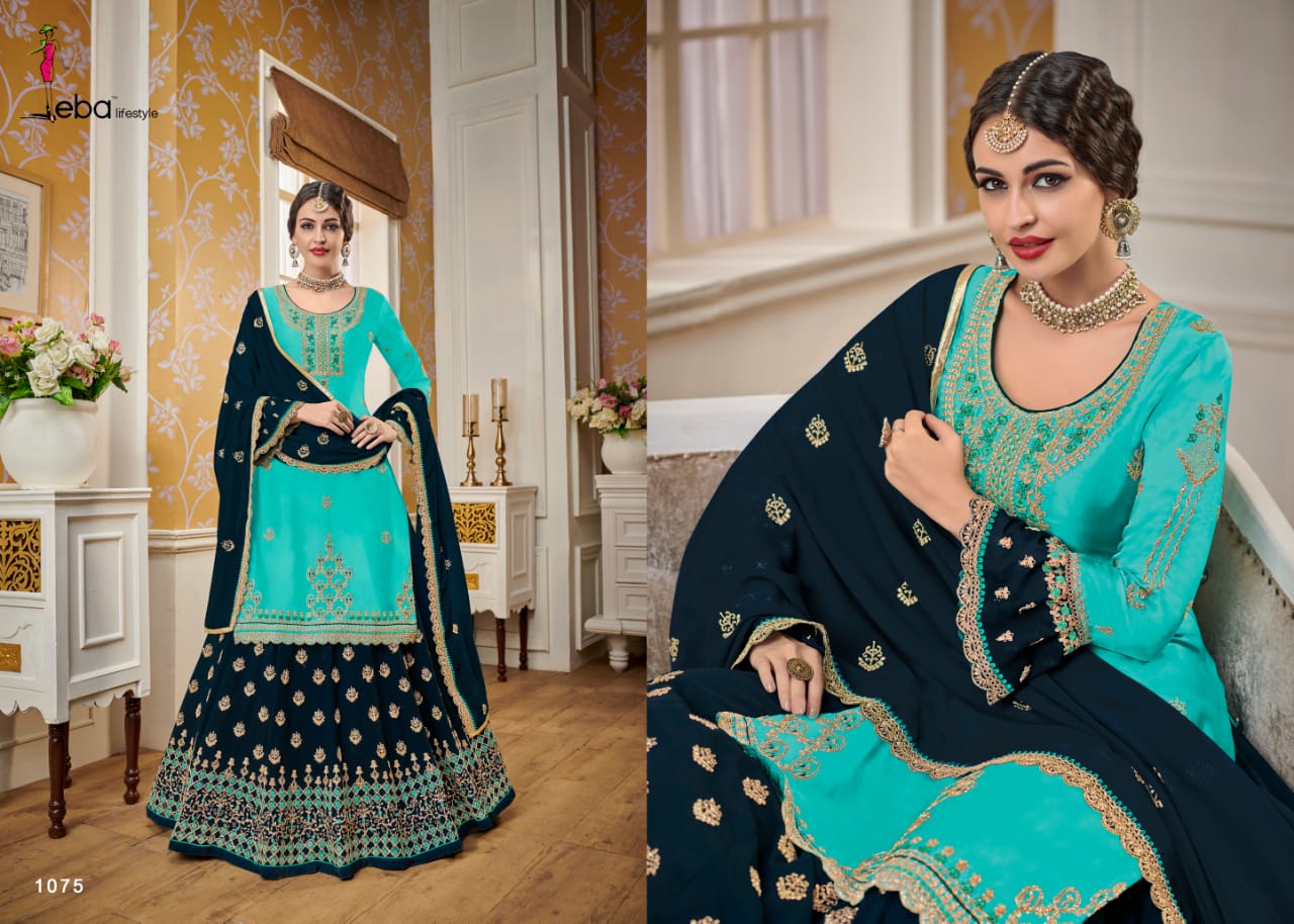 Hurma Vol 14 By Eba Lifestyle Series 1073 To 1077 Designer Party Wear Lehangas Suits Wholesale Suppl...