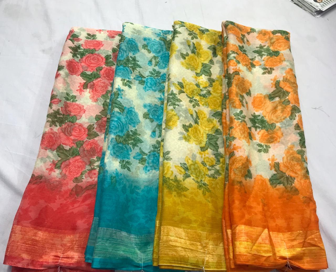 Rangoli Floral Printed Sarees Wholesale Supplier Nd Trader Gujarat