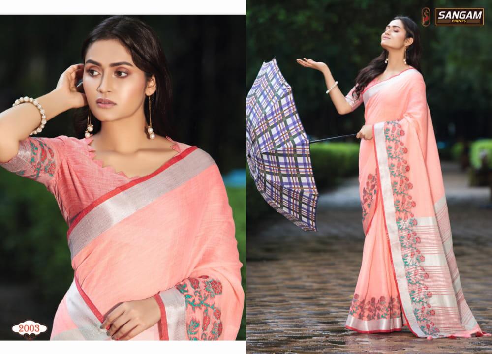 Aadya By Sangam Linen Sarees Wholesale Supplier Nd Trader Gujarat