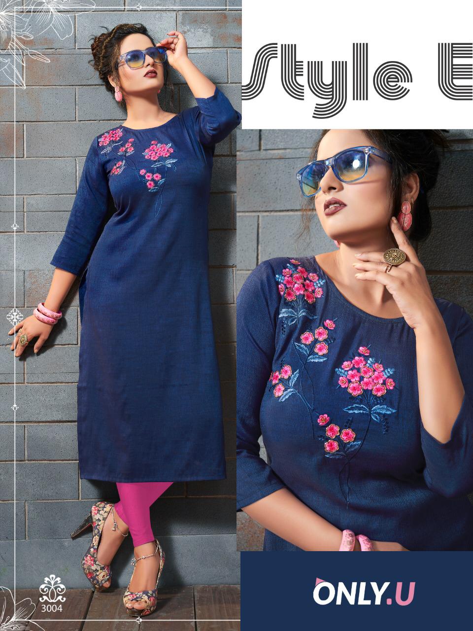Classic Linen 3 By Only U Reyon Kurtis Collection Supplier Gujarat