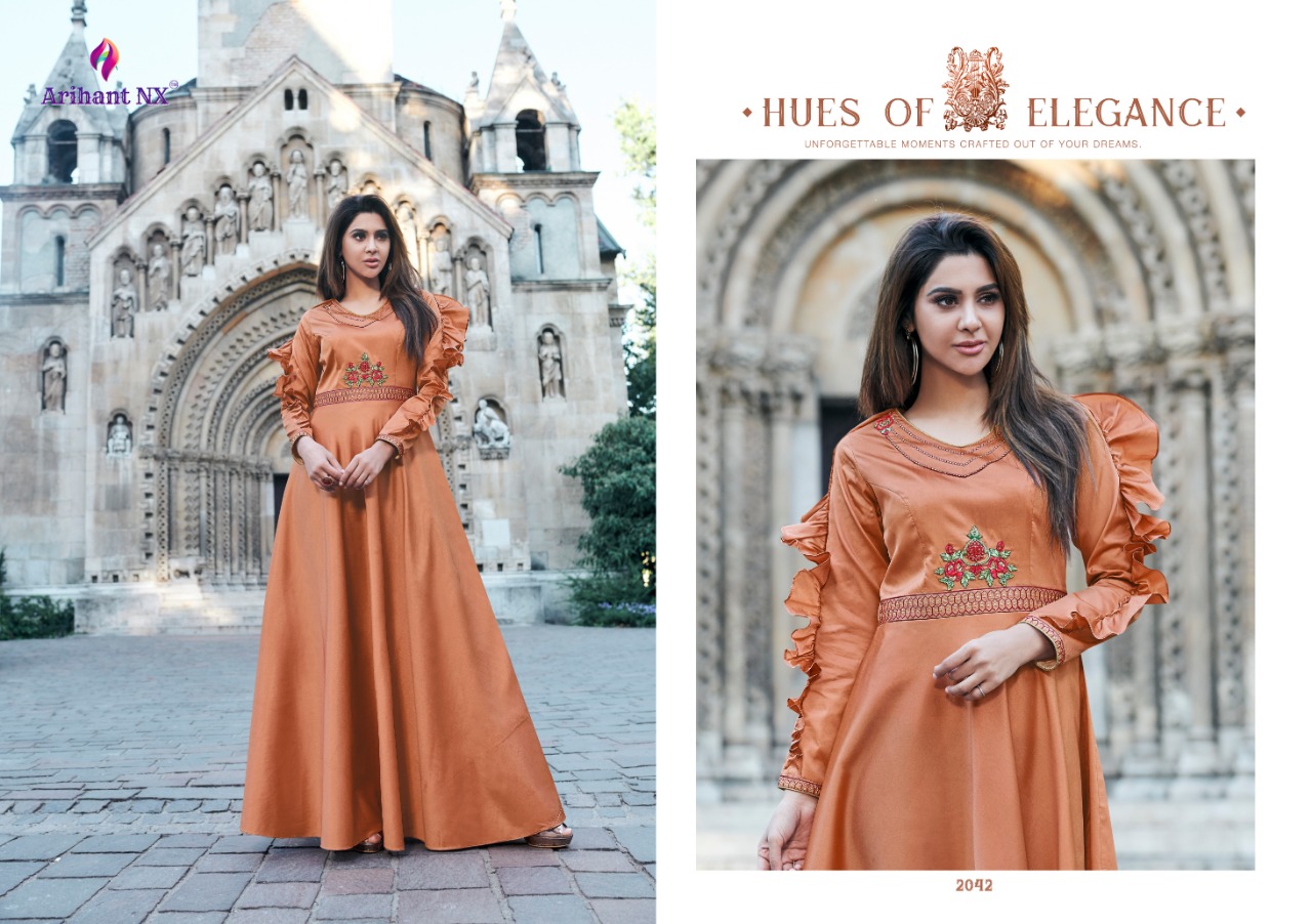 Floret Vol 7 By Arihant Nx Series 2041 To 2046 Silk Designer Occasions Wear Gowns Wholesale Supplier...