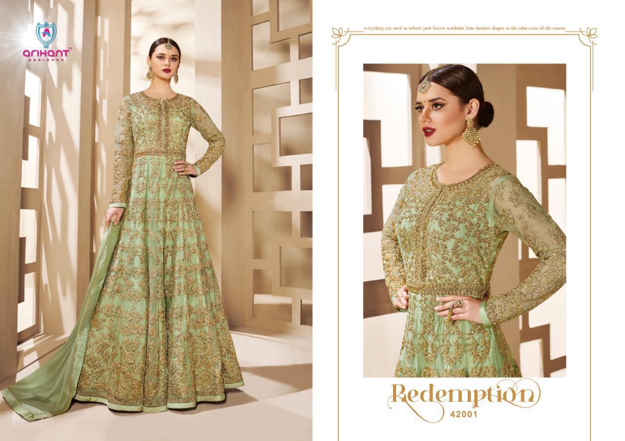 Nazrana By Arihant Designer Series 42001 To 42002 Net Designer Party Wear Suits Wholesale Supplier N...