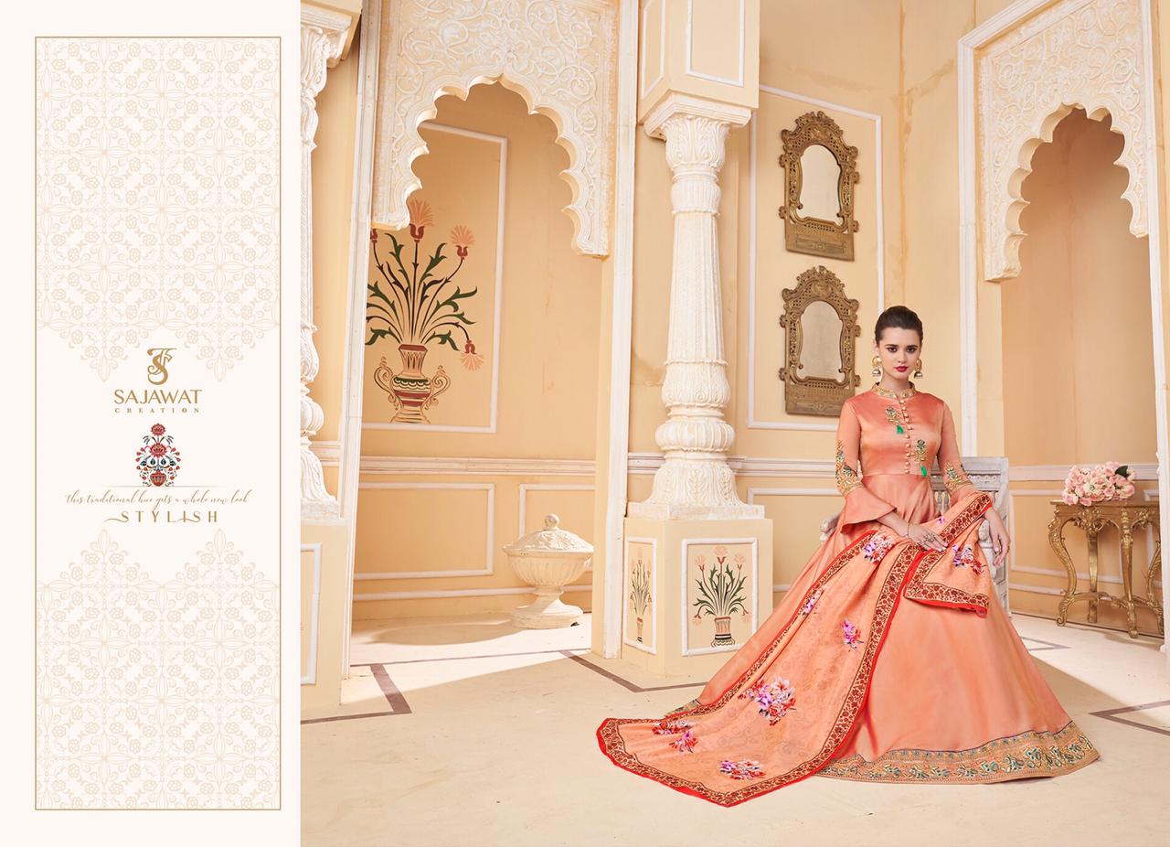 Bride Vol 6 By Sajawat Creation Series 39051 To 39055 Designer Party Wear Gowns Wholesale Supplier N...