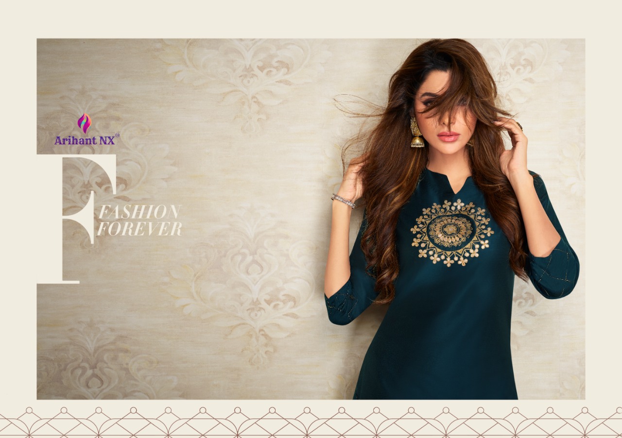 Nazz By Arihant Nx Series 401 To 408 Silk Designer Occasions Wear Kurtis With Plazzo Wholesale Suppl...