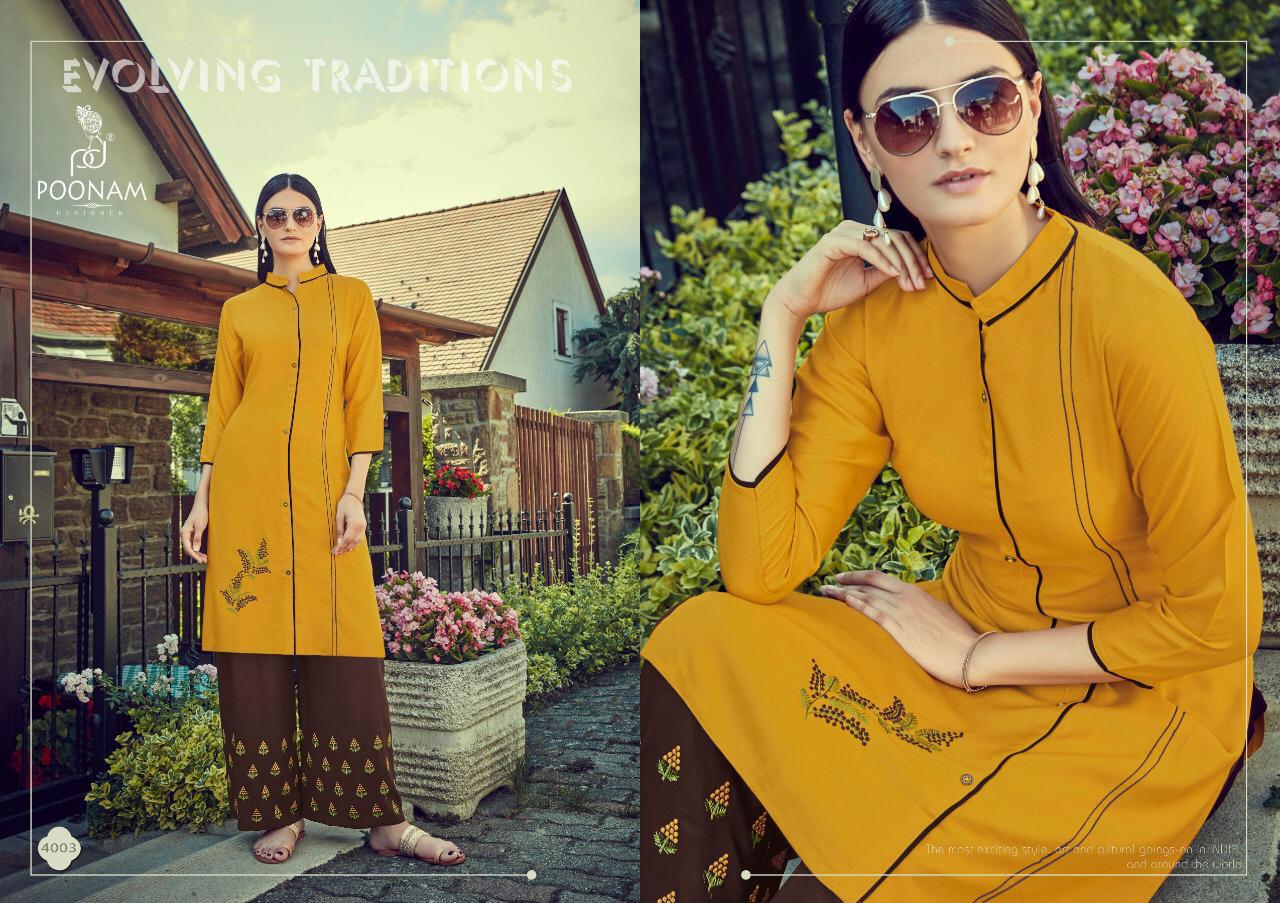 Plazo House 4 By Poonam Designer Reyon Kurtis With Plazzo Collection Supplier  India