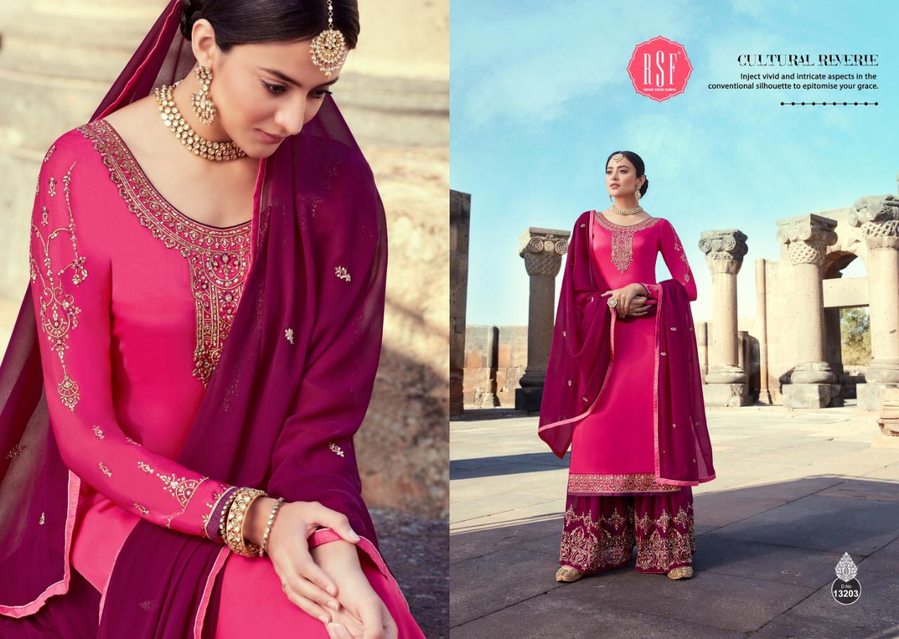 Mandira By Rsf Satin Georgette Dress Materials Wholesale Supplier Surat