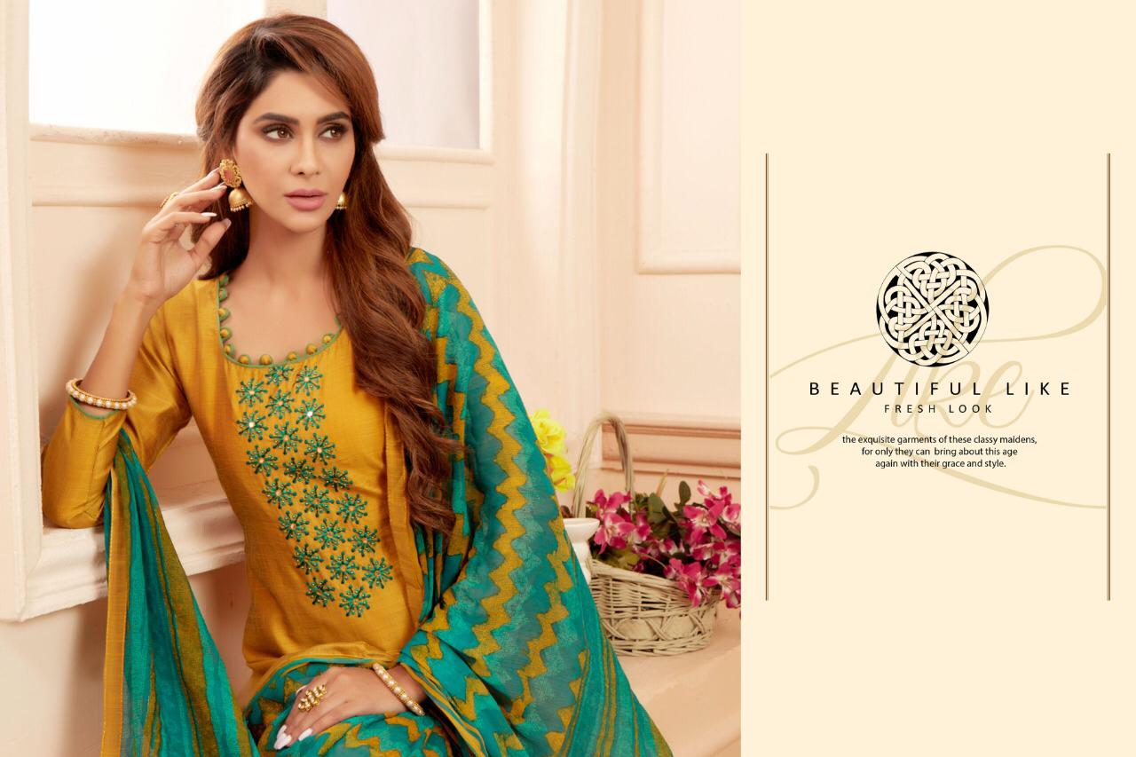 Nirvana By Raghav Creation Slub Designer Dress Materials Wholesale Supplier Surat