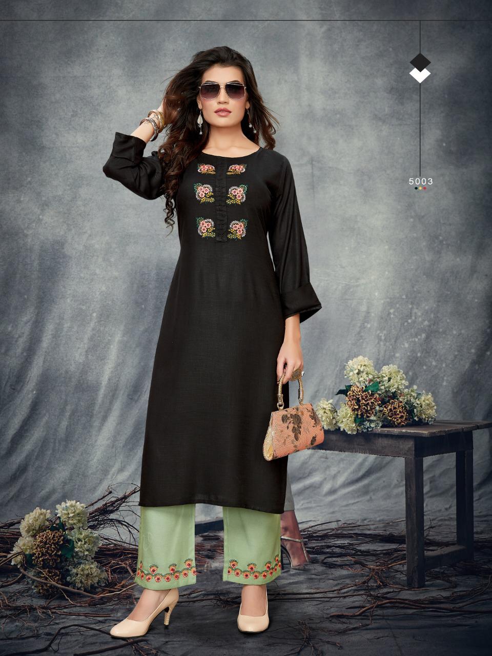 Praise By Banwery Slub Reyon Kurtis With Plazzo Wholesale Supplier Surat