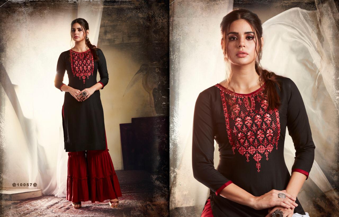 Khanak Vol 3 By Kalaroop Reyon Kurtis With Sharara Wholesale Supplier And Dealer Surat