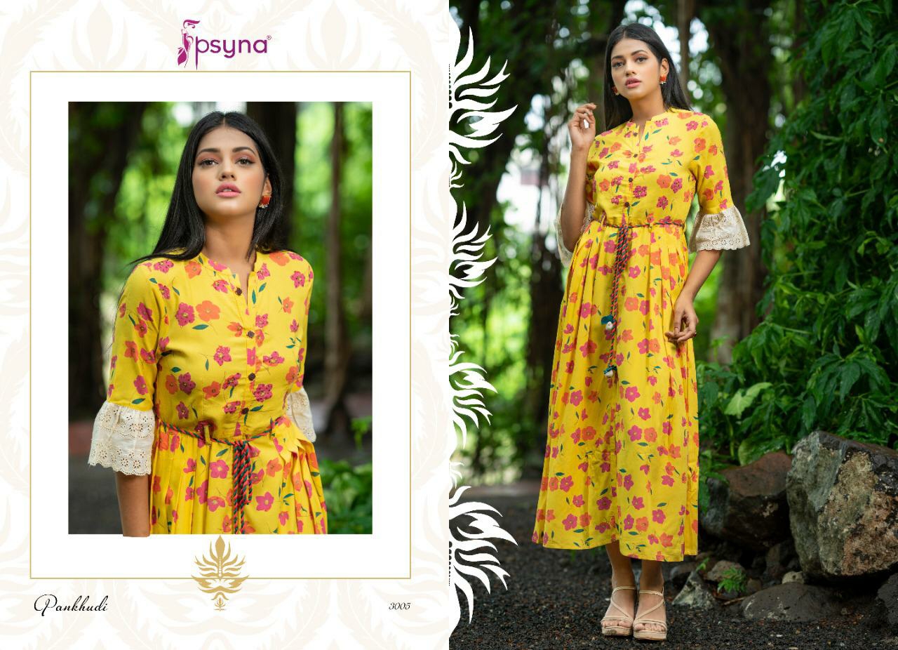 Pankhudi Vol 3 By Psyna Handloom Reyon Kurtis Wholesale Supplier And Dealer Surat