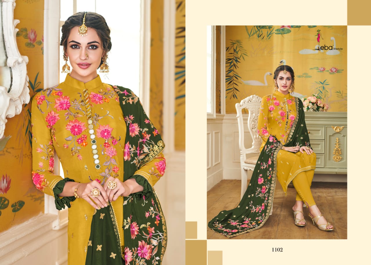 Hurma Vol 19 By Eba Lifestyle Series 1101 To 1104 Designer Party Wear Suits Wholesale Supplier Gujar...