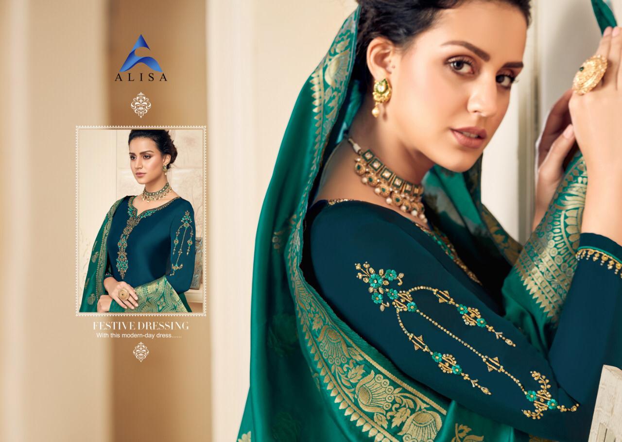 Amira Vol 7 By Alisa Satin Georgette Designer  Party Wear Suits Wholesale Supplier India