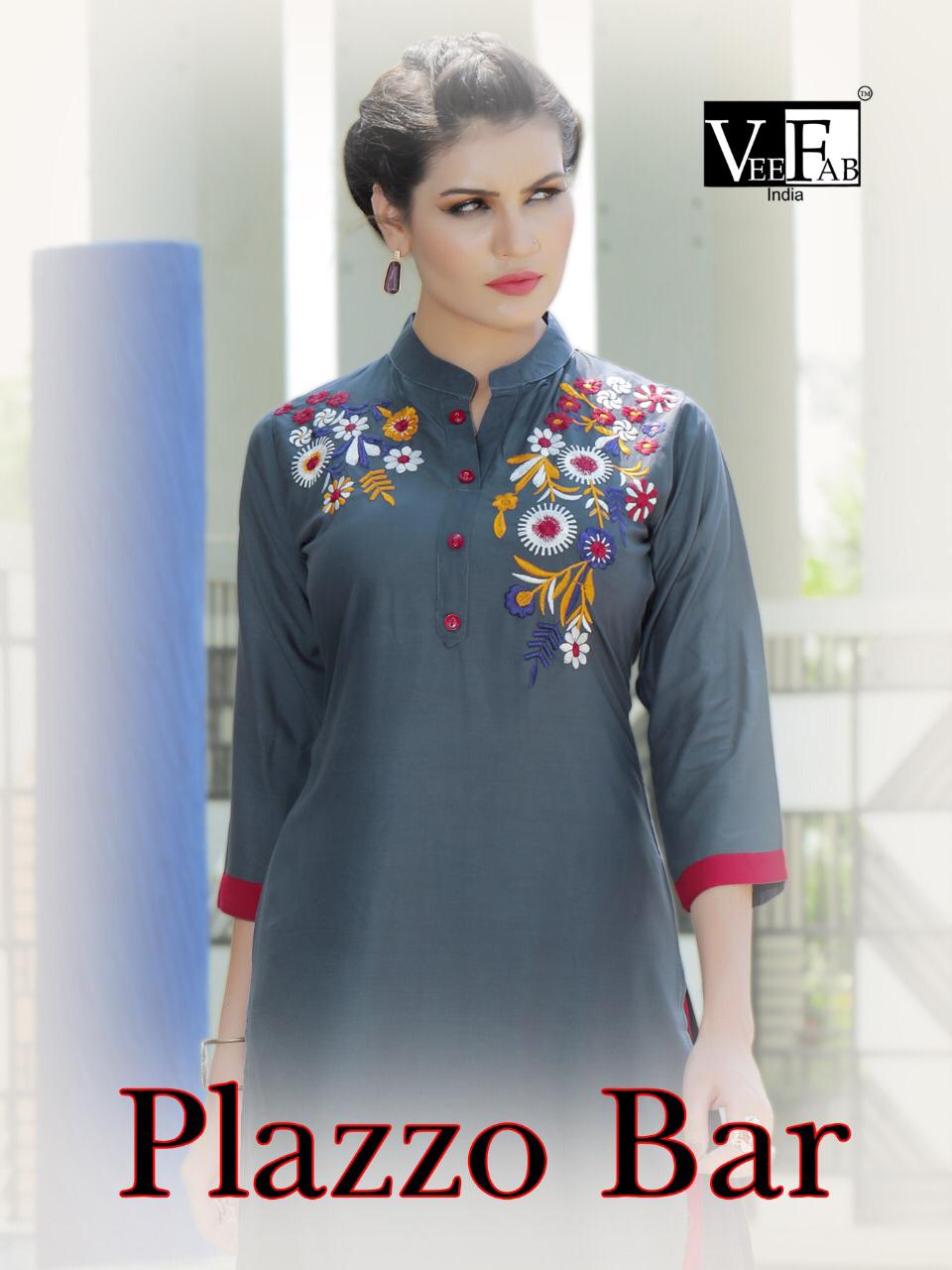 Plazzo Bar By Vee Fab India Reyon Kurtis With Plazzo Wholesale Supplier Surat