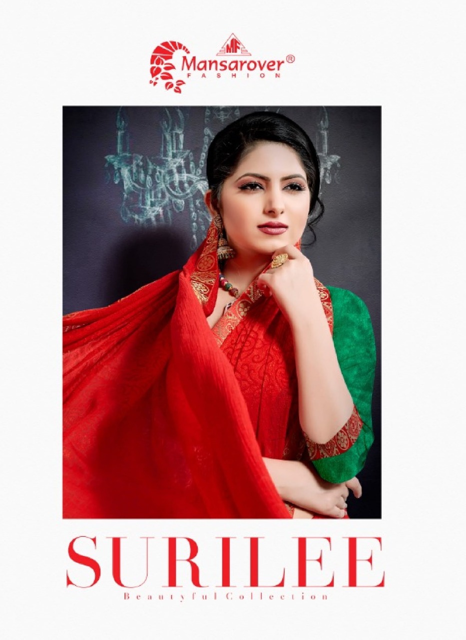 Surilee By Mansarover Fashion Chiffon Brasso Sarees Wholesale Supplier Nd Trader India