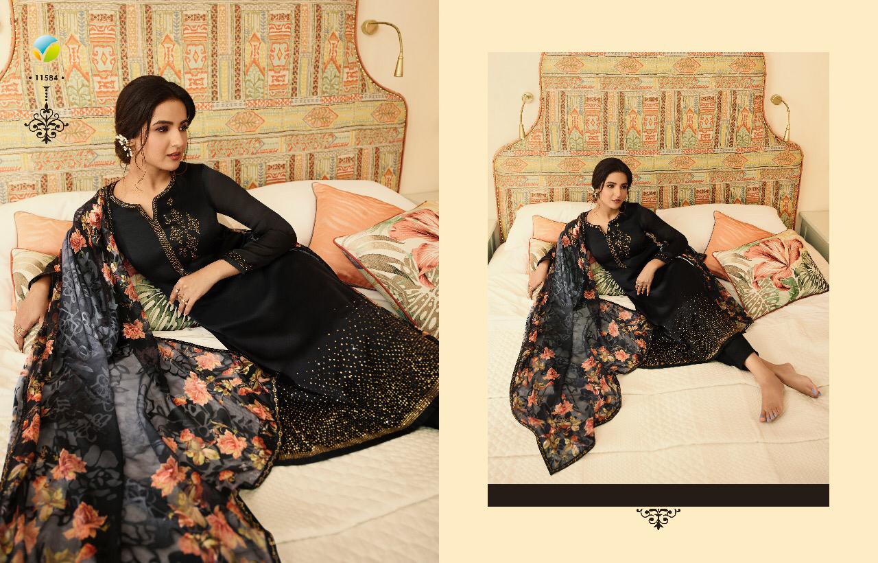 Kashish Shinning Star By Vinay Series 11581 To 11586 Designer Party Wear Suits Wholesale Supplier Gu...