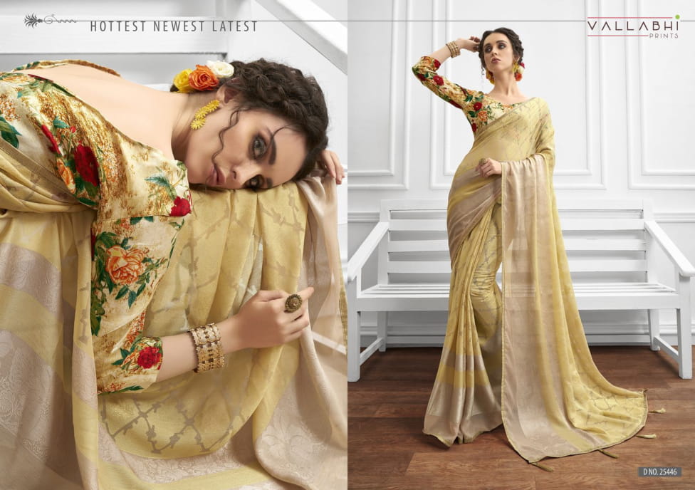 Saffron By Vallabhi Prints Designer Party Wear Sarees Wholesale Supplier And Dealer Surat