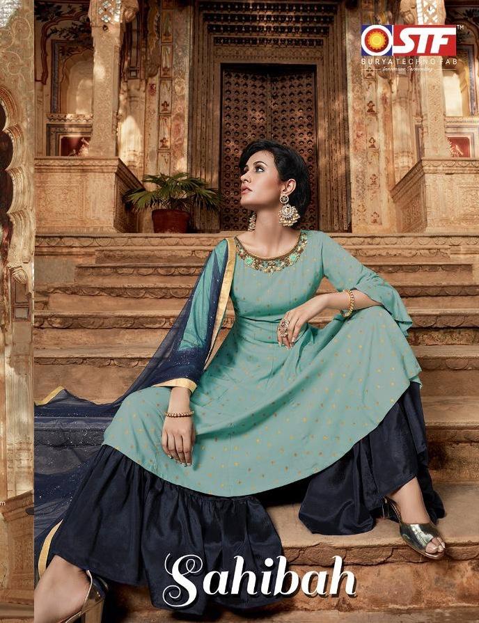 Sahibah By Stf Designer Kurtis With Sharara Wholesale Supplier Gujarat