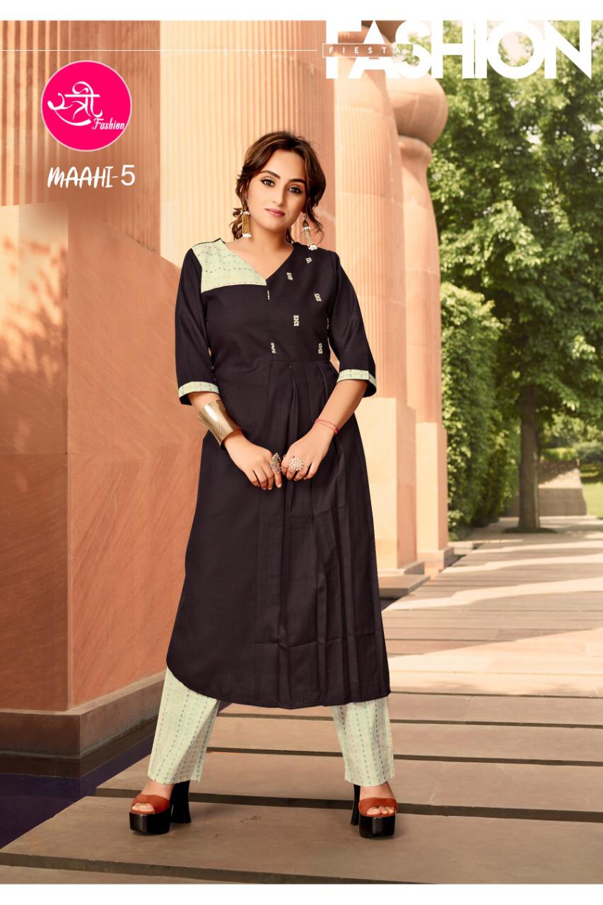 Maahi By Stree Fashion Reyon Kurtis With Plazzo Wholesale Supplier Gujarat
