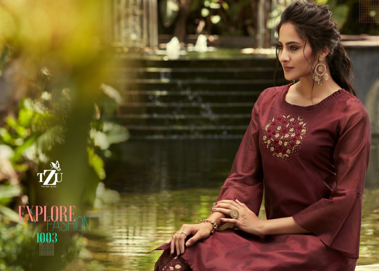 Explore By Tzu Model Designer Kurtis With Plazzo Wholesale Supplier India