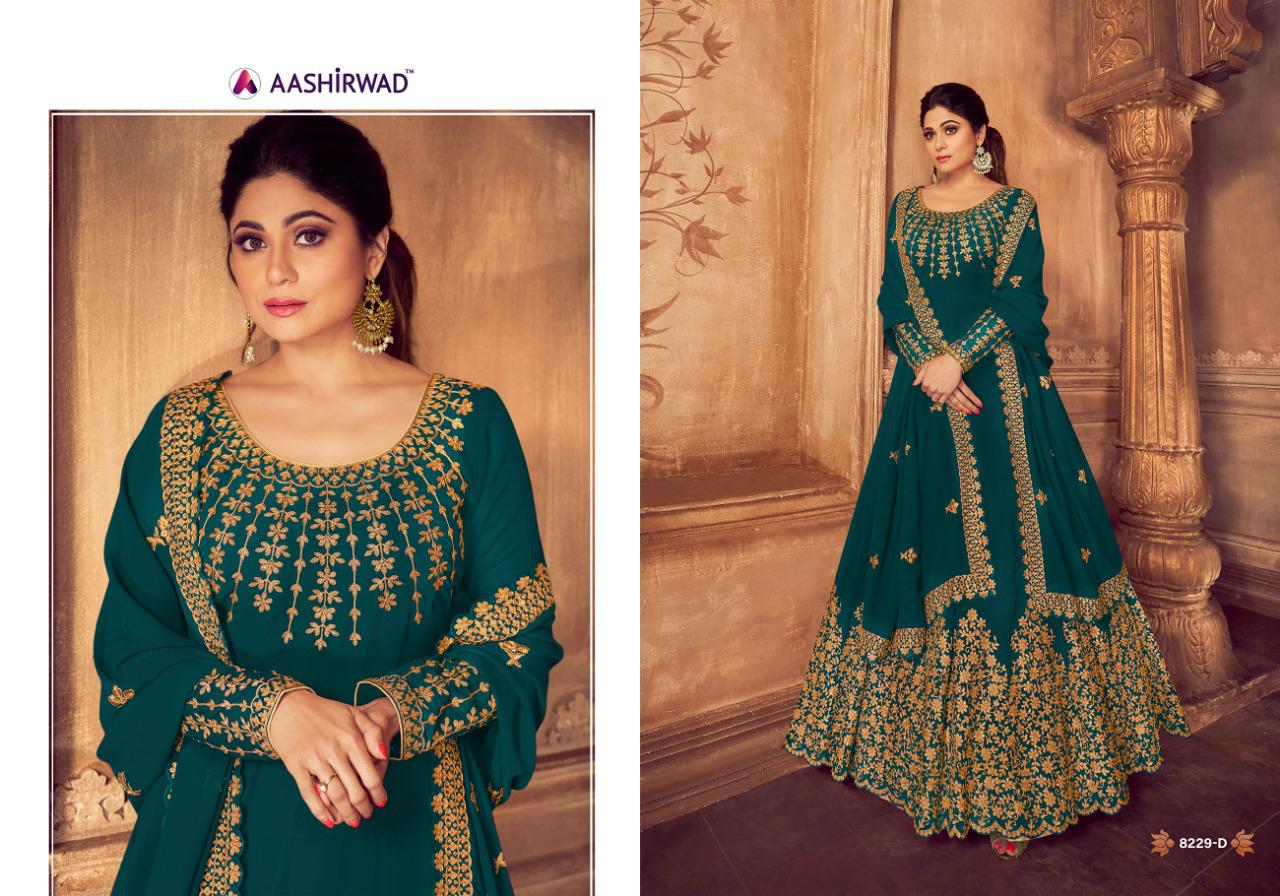 Anarkali Gold By Ashirwad Series 8229a Designer Party Wear Suits Wholesale Supplier Nd Dealer Gujara...