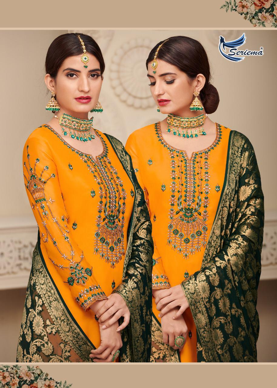 Gulfaam By Seriema Satin Georgette Embroidered Designer Party Wear Suits Wholesale Supplier Gujarat