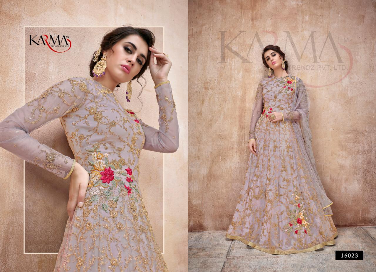 Karma Series 16023 Colour Plus Anarkali Designer Party Wear Suits Set And Single Wholesale Supplier ...