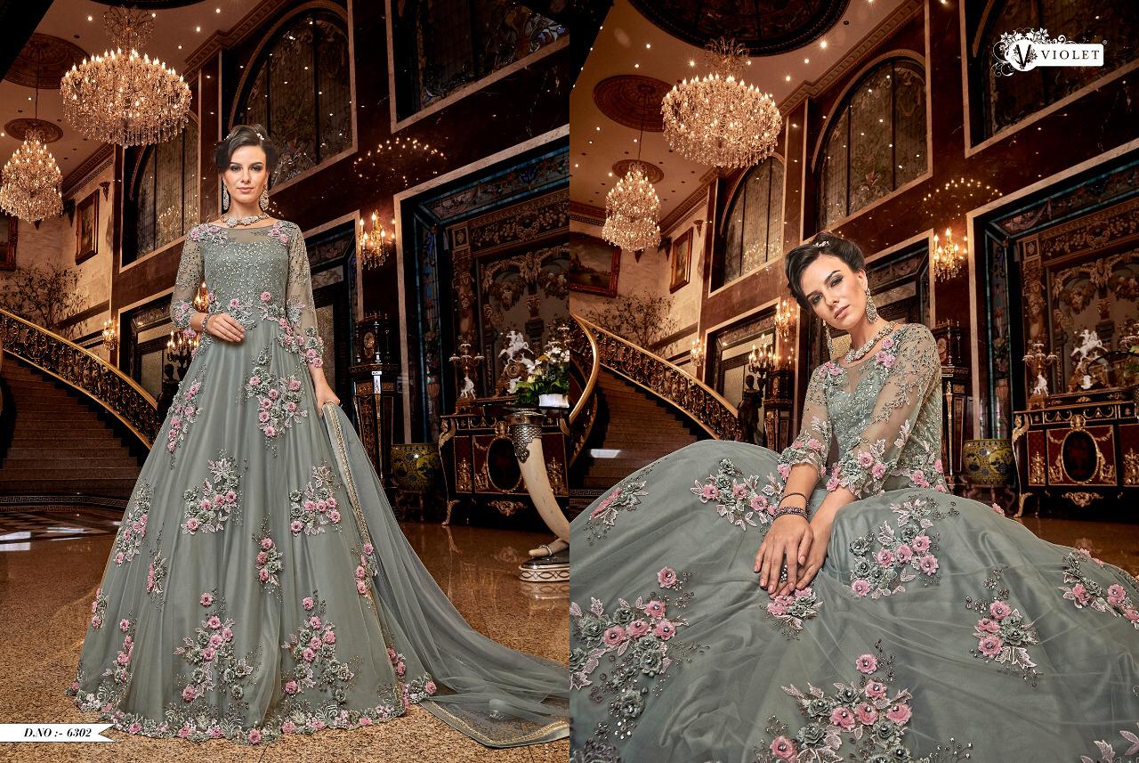 Swagat Violet Snowwhite Series 6301 To 6312 Designer Party Wear Suits Set And Single Wholesale Suppl...