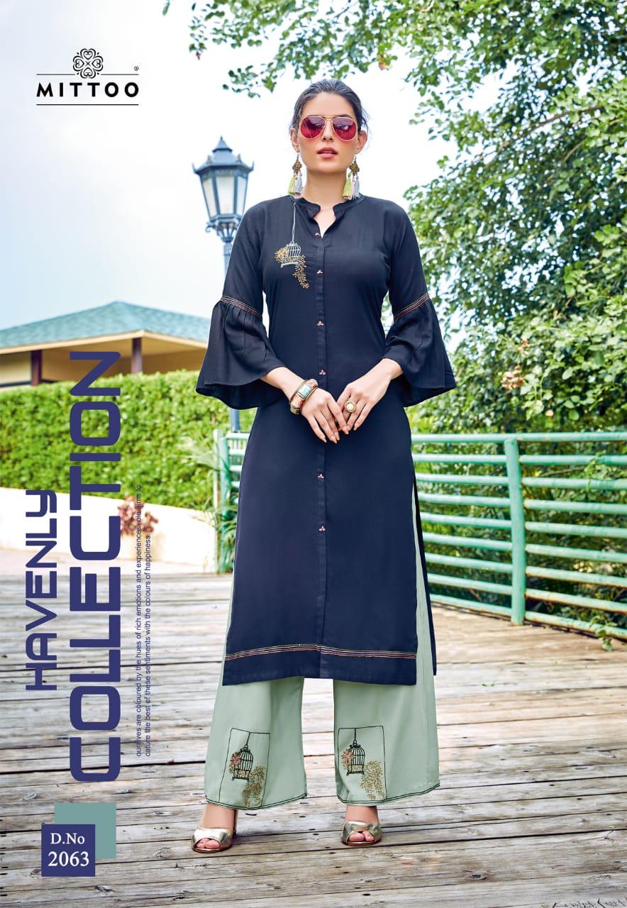 Panghat Vol 10 By Mittoo Reyon Kurtis With Plazzo Wholesale Supplier Surat